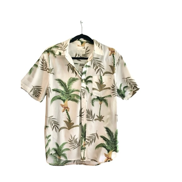 Lucky Brand Other - Lucky Brand White Tropical Palm-Print Short Sleeve Shirt